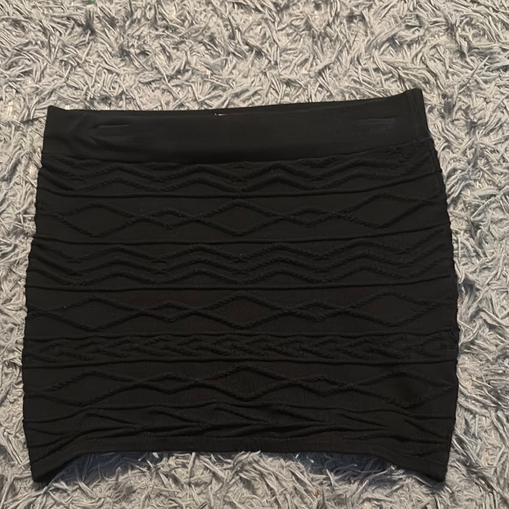 Black Textured Mini Skirt
